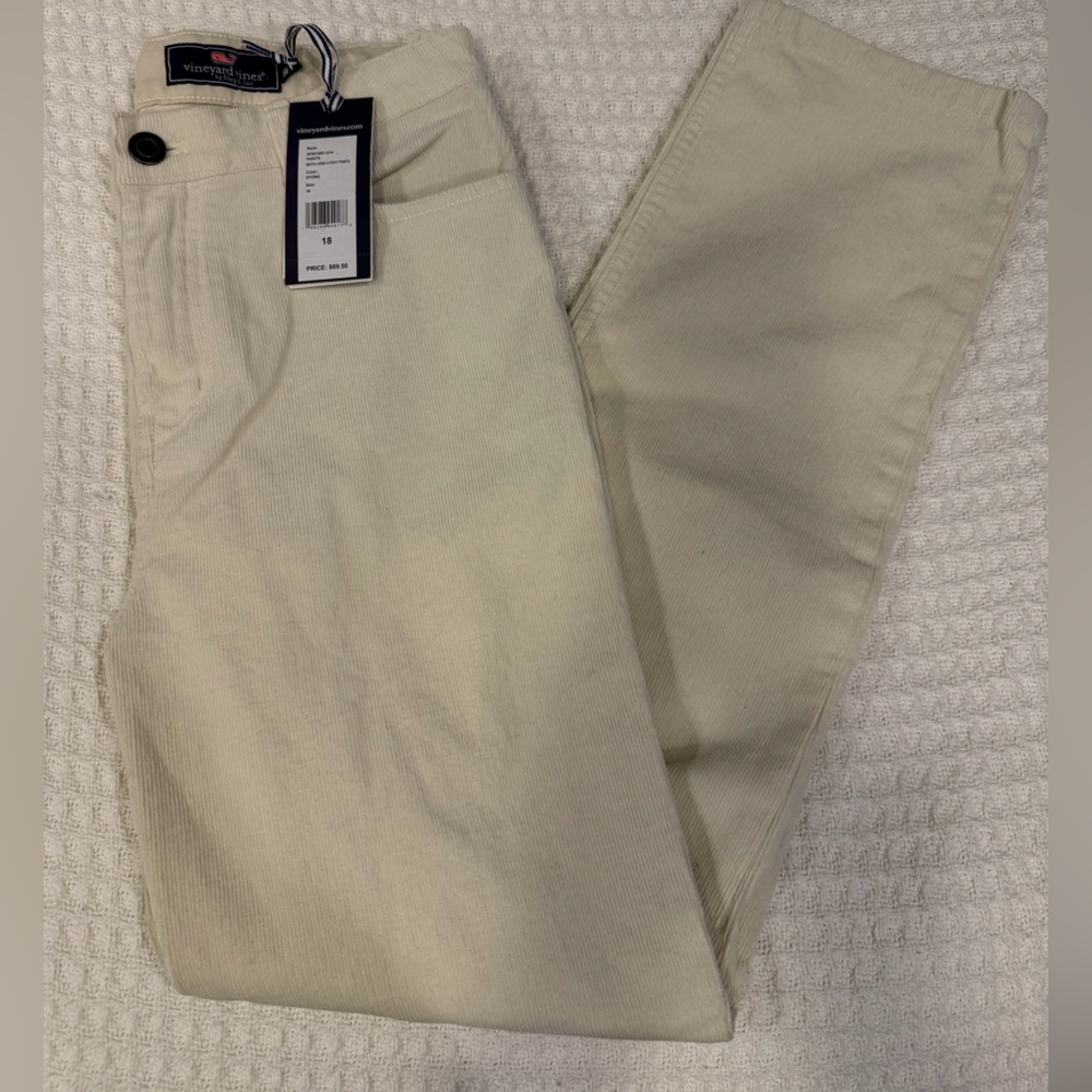 Vineyard Vines Corduroy Pants Classic Fit 5 Pocket Beige Tan Boy’s- size 18
